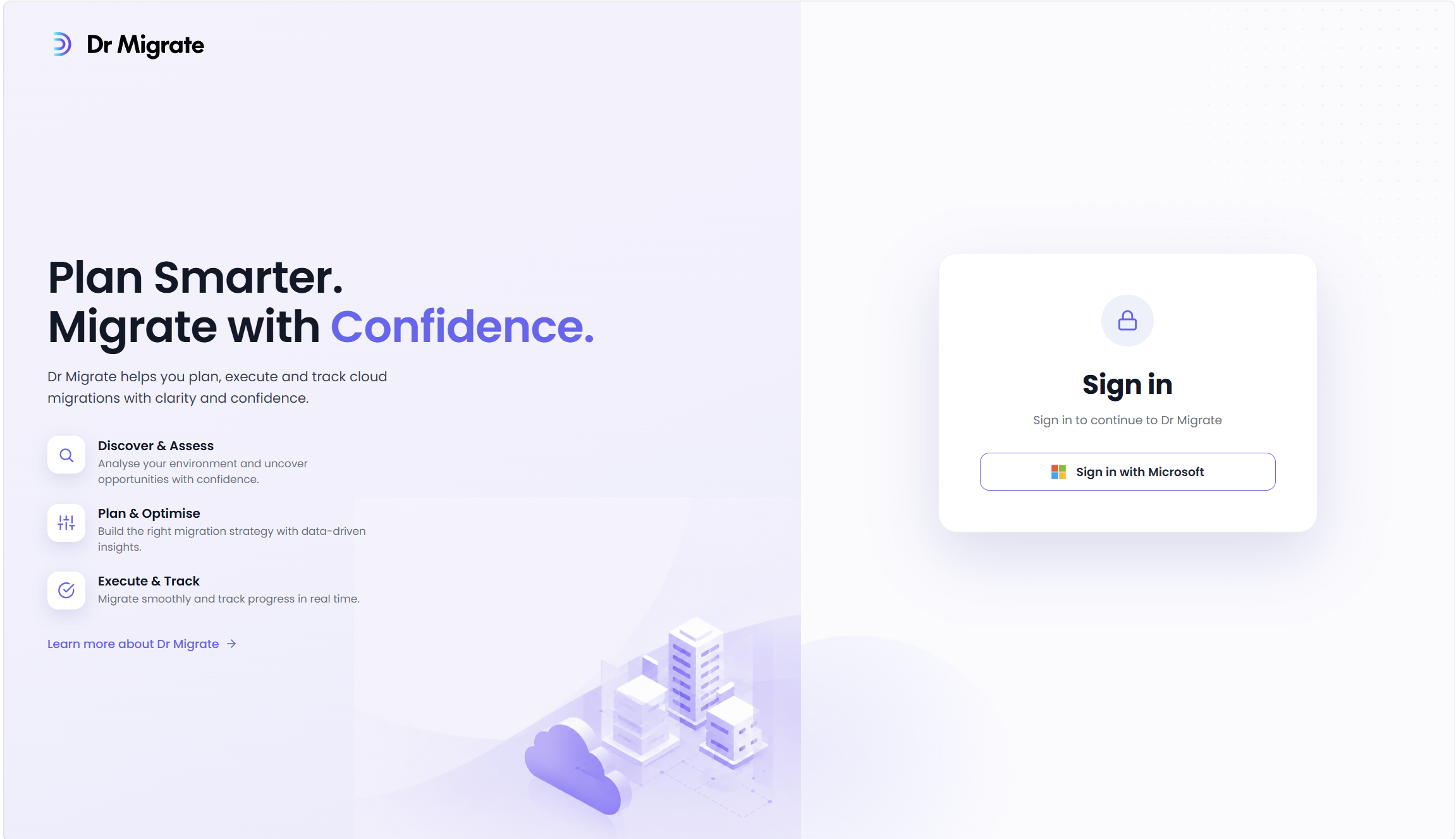 Dr Migrate login screen