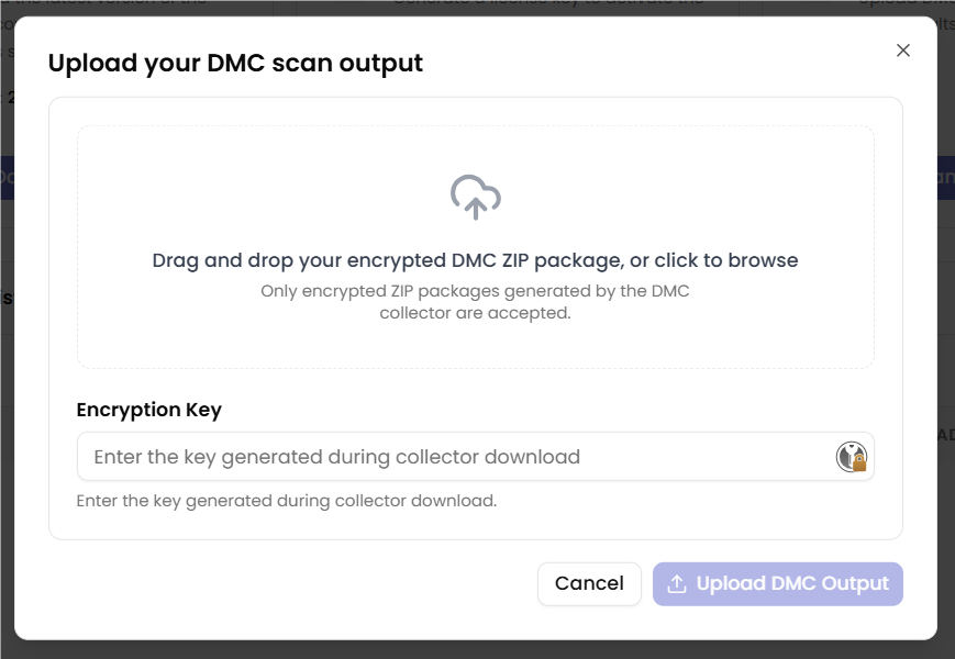 Upload DMC scan results