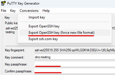 Converting a Putty generated SSH key