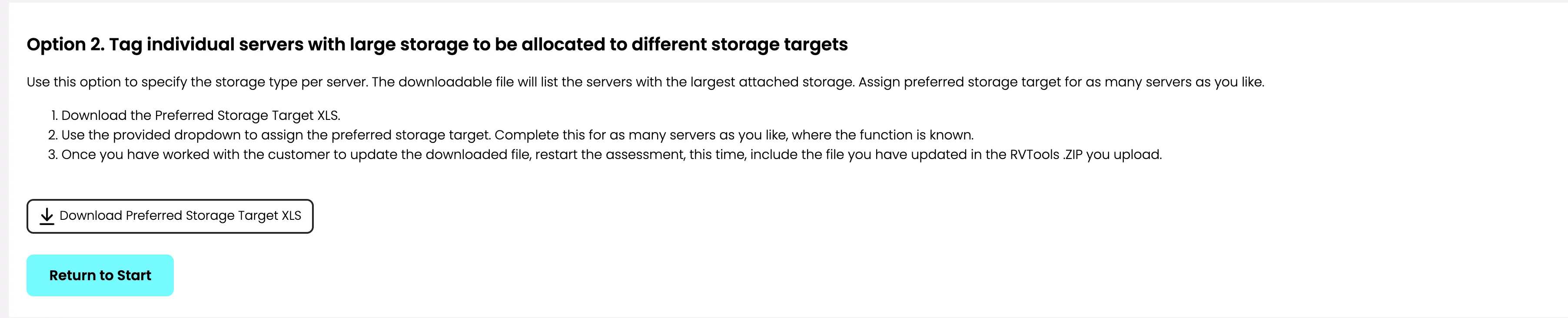 Interface for tagging individual servers with storage allocation preferences