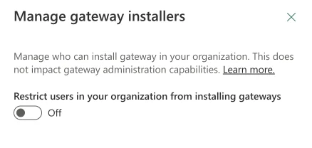 Power BI gateway restriction settings