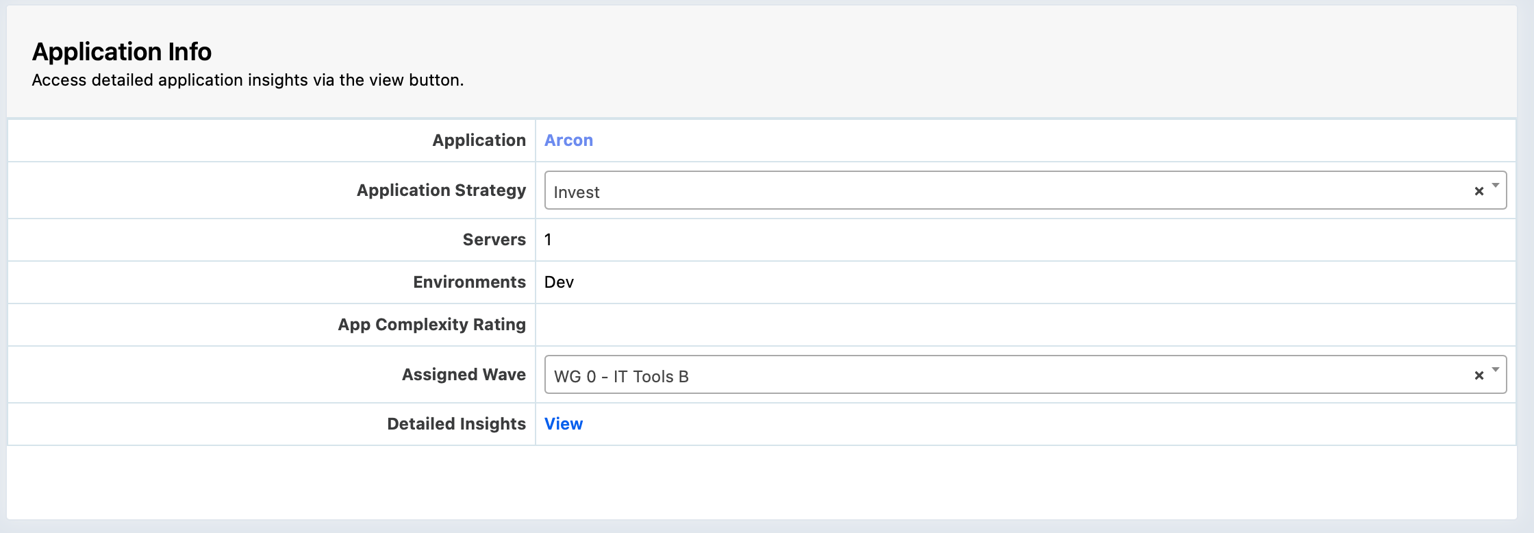 Application Info Panel