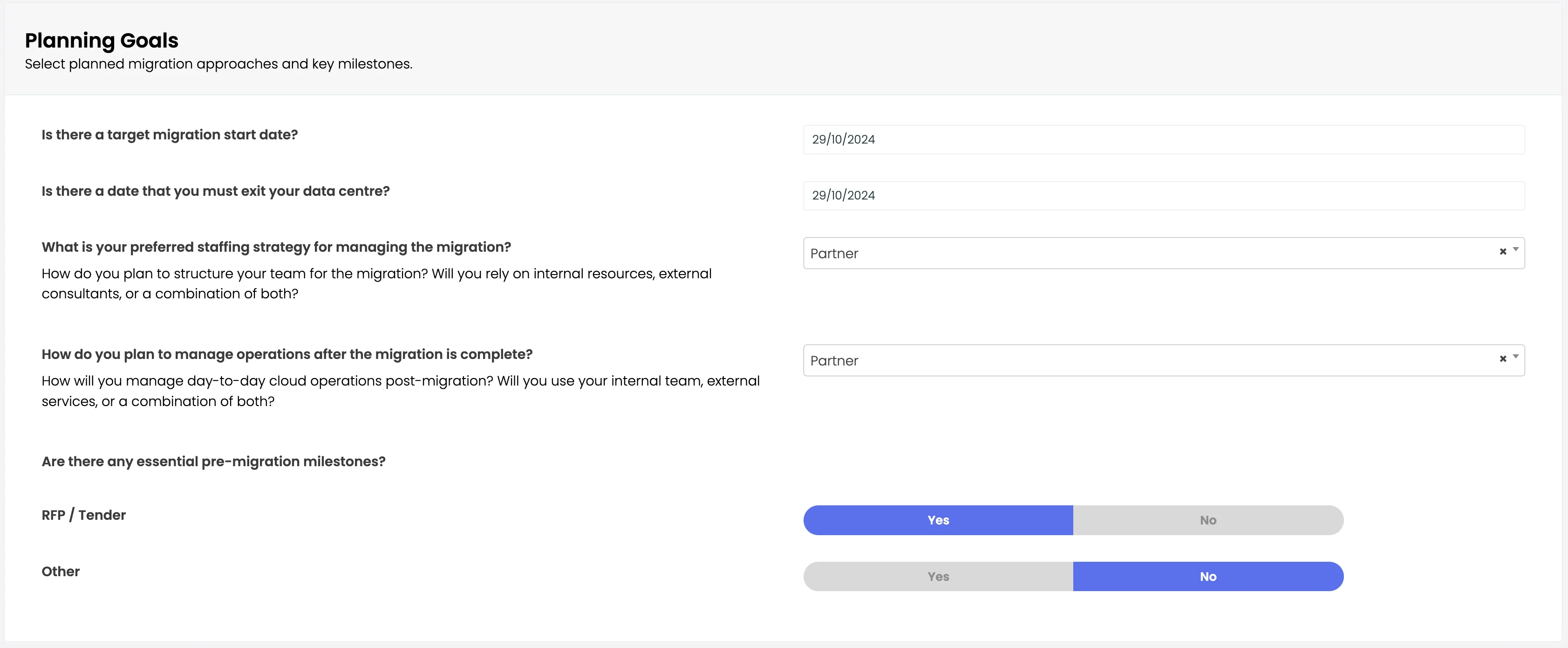 Planning Goals Interface