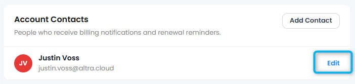 Edit link next to a saved contact