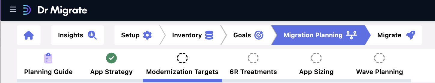 Modernization Targets Navigation