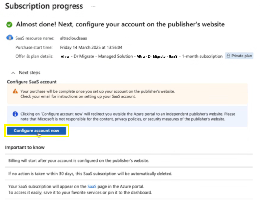 Configure Account Button