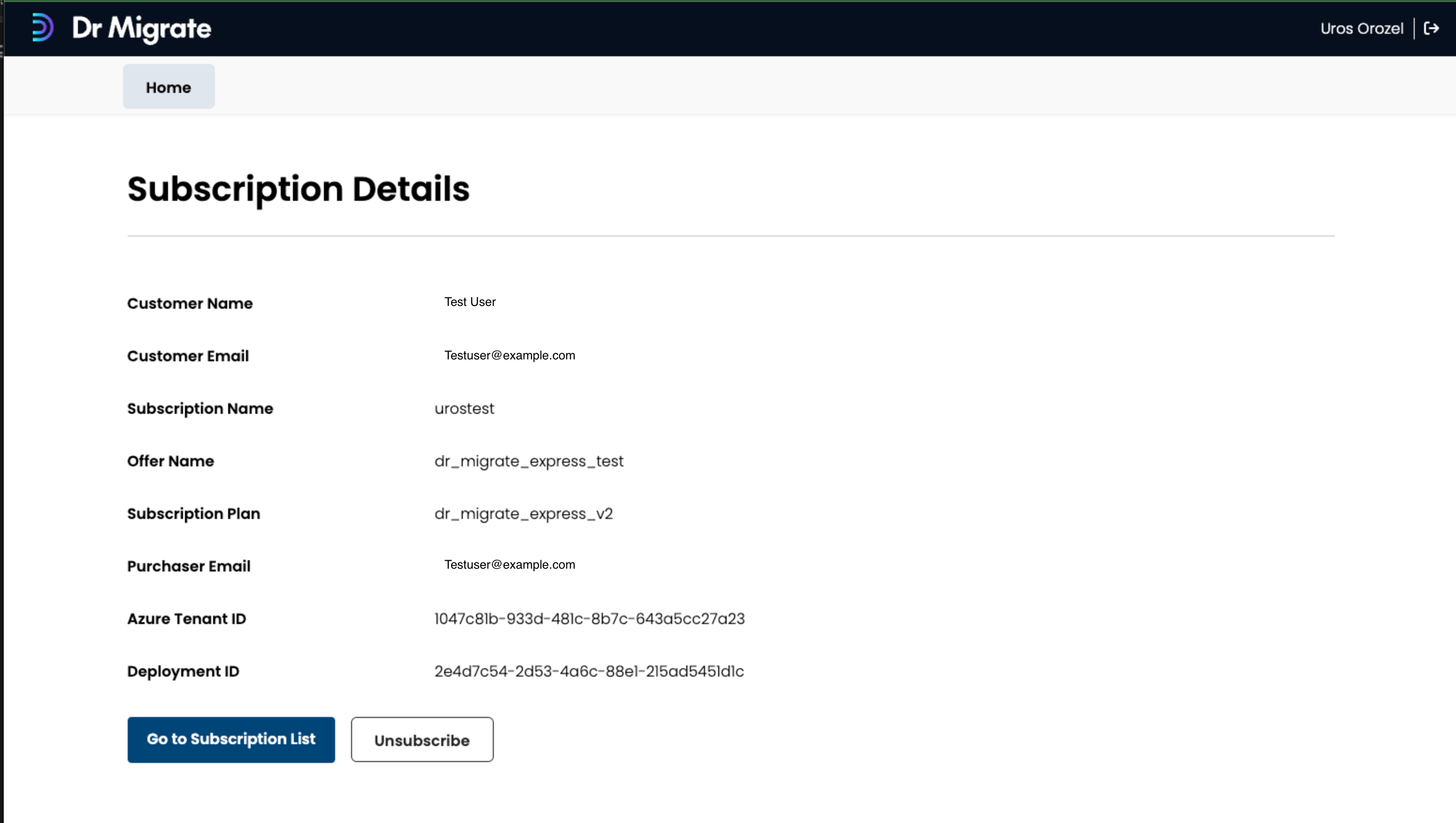Unsubscribe confirmation dialog in the SaaS subscription portal